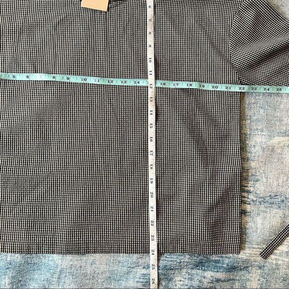 NWT! FRNCH Paris Blue White Gingham Check Long Tie Sleeve Blouse M/L - Picture 7 of 11